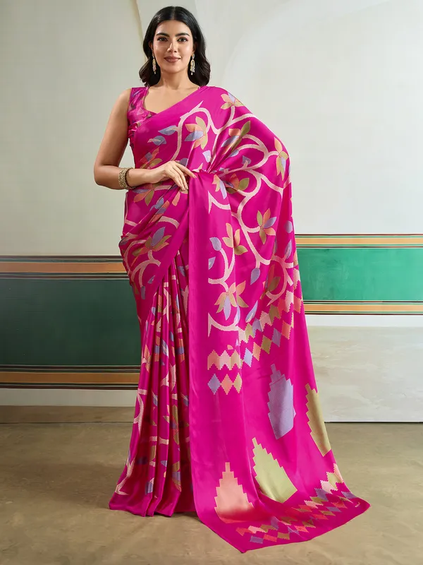 Women's_Pure_Silk_Pink_Printed_Designer_Saree_With_Blouse_Piece