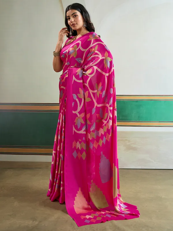 Women's_Pure_Silk_Pink_Printed_Designer_Saree_With_Blouse_Piece