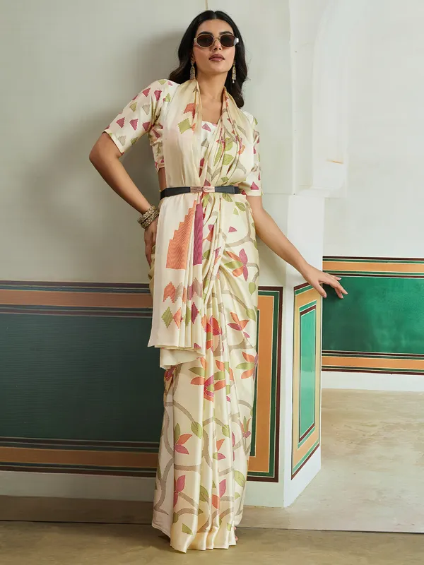 Women's_Pure_Silk_Off_White_Printed_Designer_Saree_With_Blouse_Piece