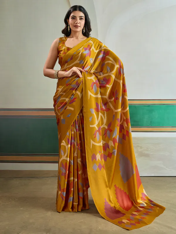 Women's_Pure_Silk_Mustard_Printed_Designer_Saree_With_Blouse_Piece