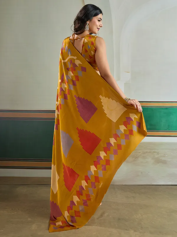 Women's_Pure_Silk_Mustard_Printed_Designer_Saree_With_Blouse_Piece