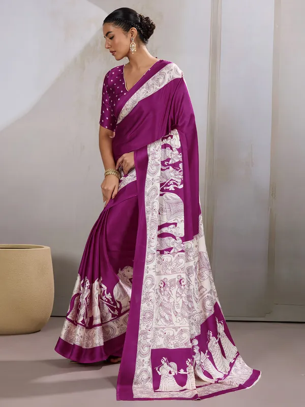 Women's_Satin_Purple_Printed_Designer_Saree_With_Blouse_Piece