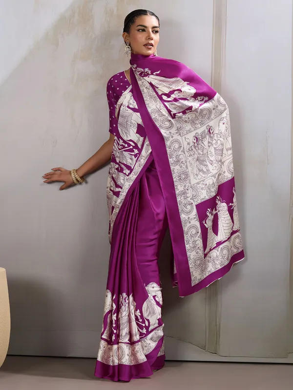 Women's_Satin_Purple_Printed_Designer_Saree_With_Blouse_Piece