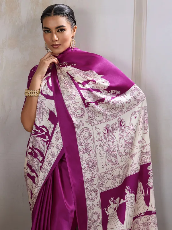 Women's_Satin_Purple_Printed_Designer_Saree_With_Blouse_Piece