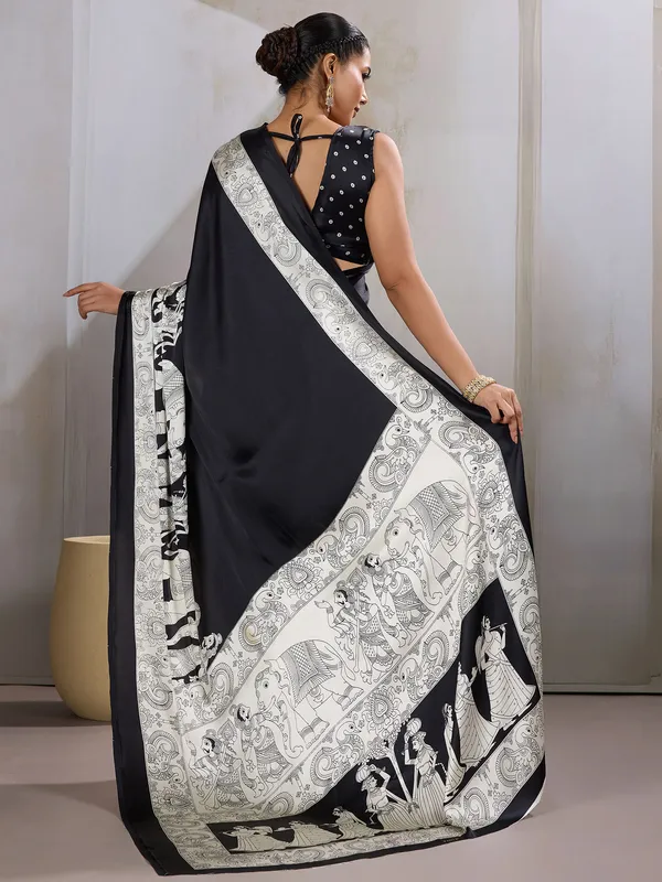 Women's_Satin_Black_Printed_Designer_Saree_With_Blouse_Piece