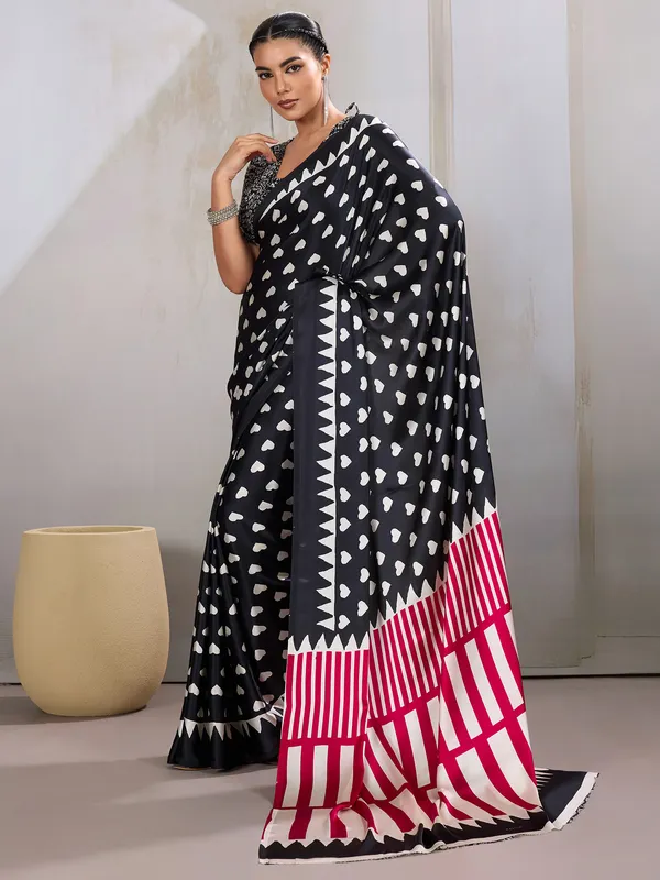 Women's_Satin_Black_Printed_Designer_Saree_With_Blouse_Piece
