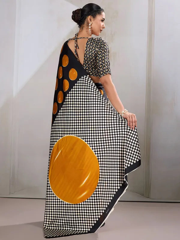 Women's_Satin_Mustard_Printed_Designer_Saree_With_Blouse_Piece