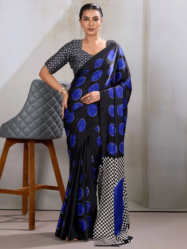 Women's_Satin_Blue_Printed_Designer_Saree_With_Blouse_Piece