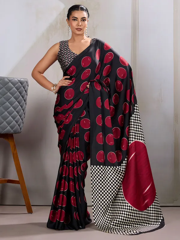 Women's_Satin_Burgundy_Printed_Designer_Saree_With_Blouse_Piece