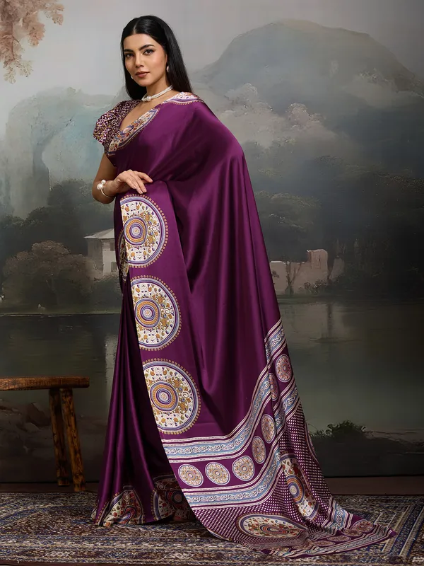 Women's_Satin_Purple_Printed_Designer_Saree_With_Blouse_Piece
