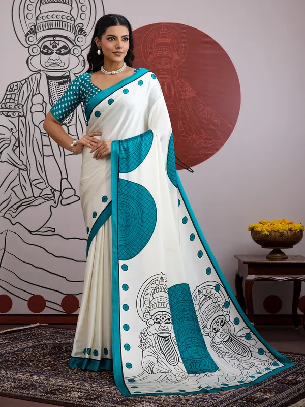 Women's_Satin_White_Printed_Designer_Saree_With_Blouse_Piece