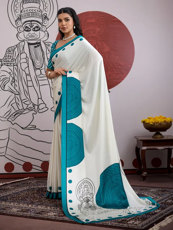 Women's_Satin_White_Printed_Designer_Saree_With_Blouse_Piece