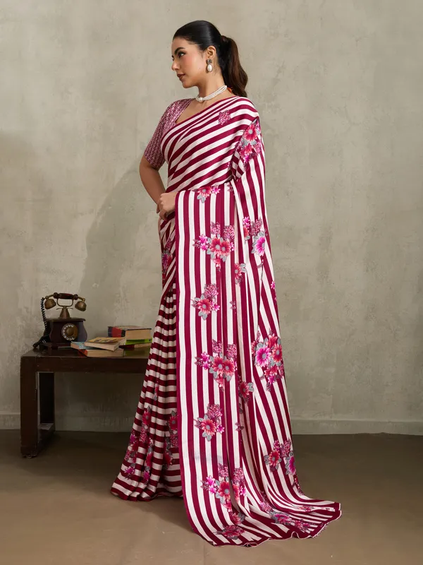 Women's_Satin_Burgundy_Printed_Designer_Saree_With_Blouse_Piece