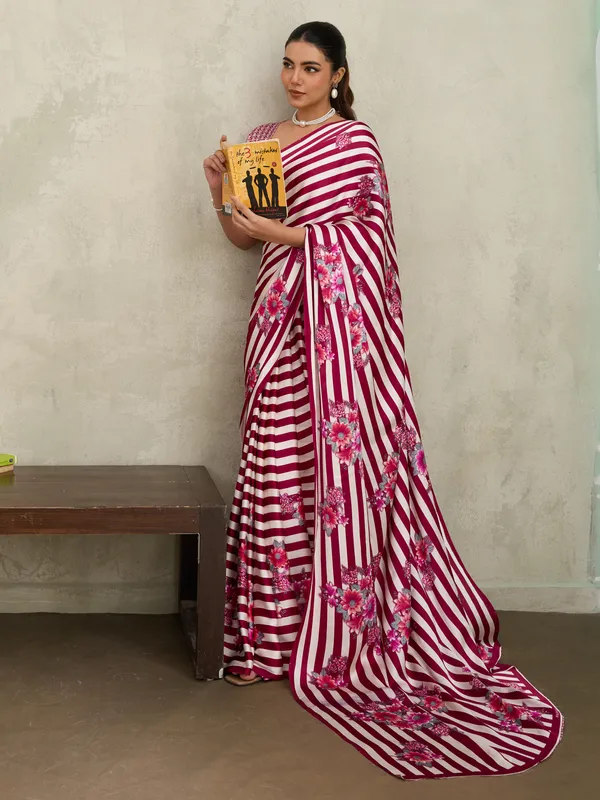 Women's_Satin_Burgundy_Printed_Designer_Saree_With_Blouse_Piece