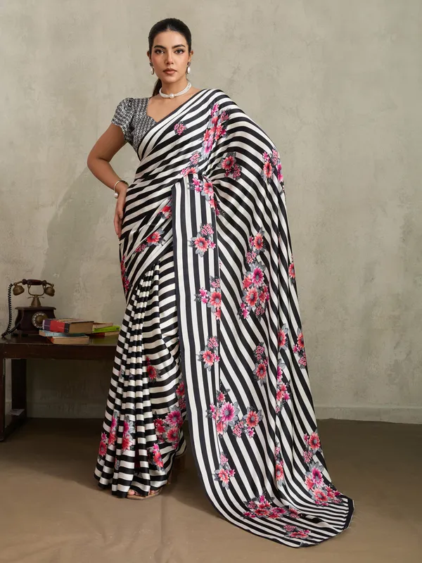 Women's_Satin_Black_Printed_Designer_Saree_With_Blouse_Piece