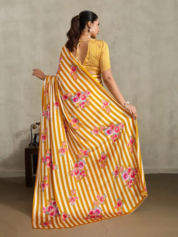Women's_Satin_Mustard_Printed_Designer_Saree_With_Blouse_Piece