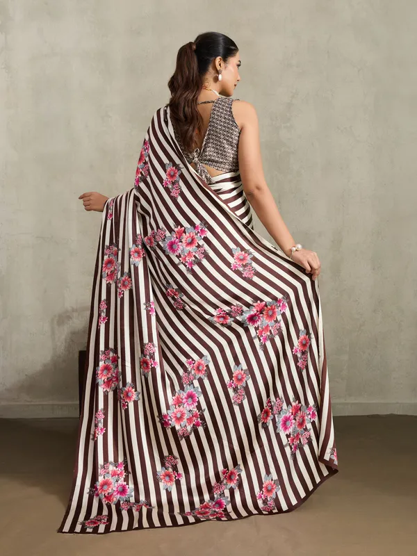 Women's_Satin_Coffee_Brown_Printed_Designer_Saree_With_Blouse_Piece