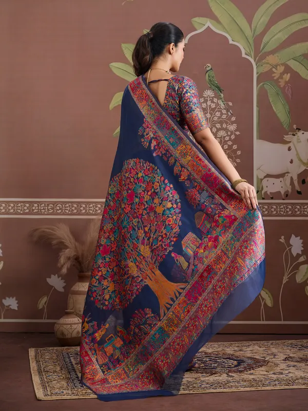Women's_Cotton_Navy_Blue_Woven_Design_Designer_Saree_With_Blouse_Piece