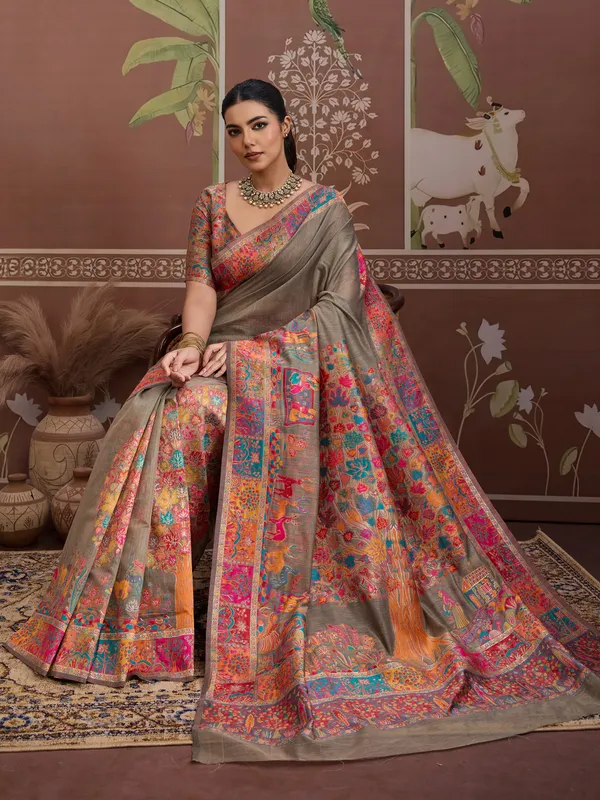 Women's_Cotton_Beige_Woven_Design_Designer_Saree_With_Blouse_Piece