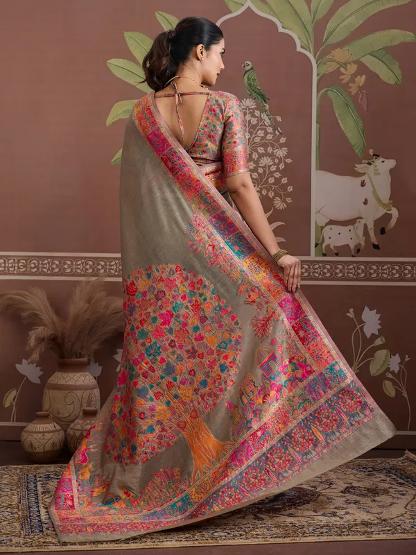 Women's_Cotton_Beige_Woven_Design_Designer_Saree_With_Blouse_Piece
