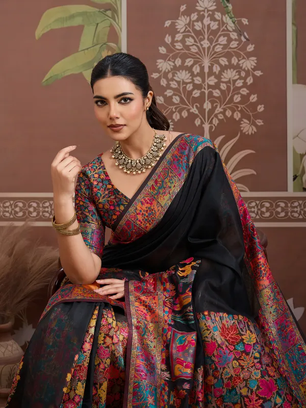 Women's_Cotton_Black_Woven_Design_Designer_Saree_With_Blouse_Piece