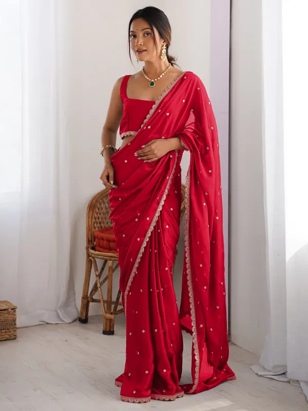 Women's_Pure_Georgette_Red_Embellished_Designer_Saree_With_Blouse_Piece