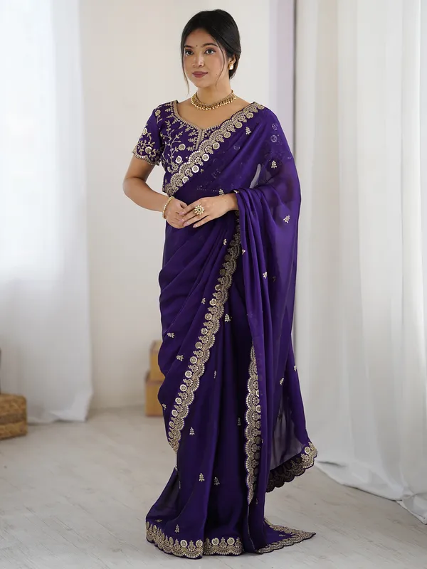 Women's_Pure_Georgette_Purple_Embellished_Designer_Saree_With_Blouse_Piece