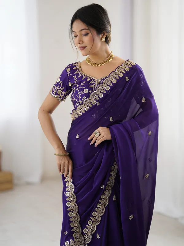 Women's_Pure_Georgette_Purple_Embellished_Designer_Saree_With_Blouse_Piece