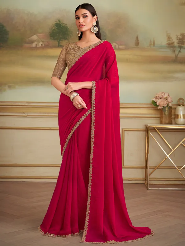 Women's_Georgette_Red_Embellished_Designer_Saree_With_Blouse_Piece