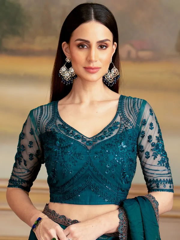 Women's_Georgette_Teal_green_Embellished_Designer_Saree_With_Blouse_Piece
