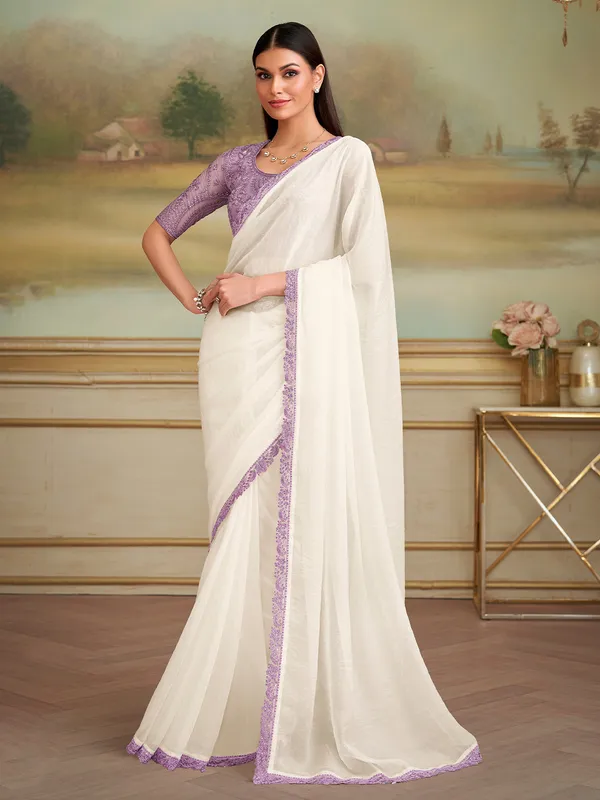Women's_Georgette_White_Embellished_Designer_Saree_With_Blouse_Piece