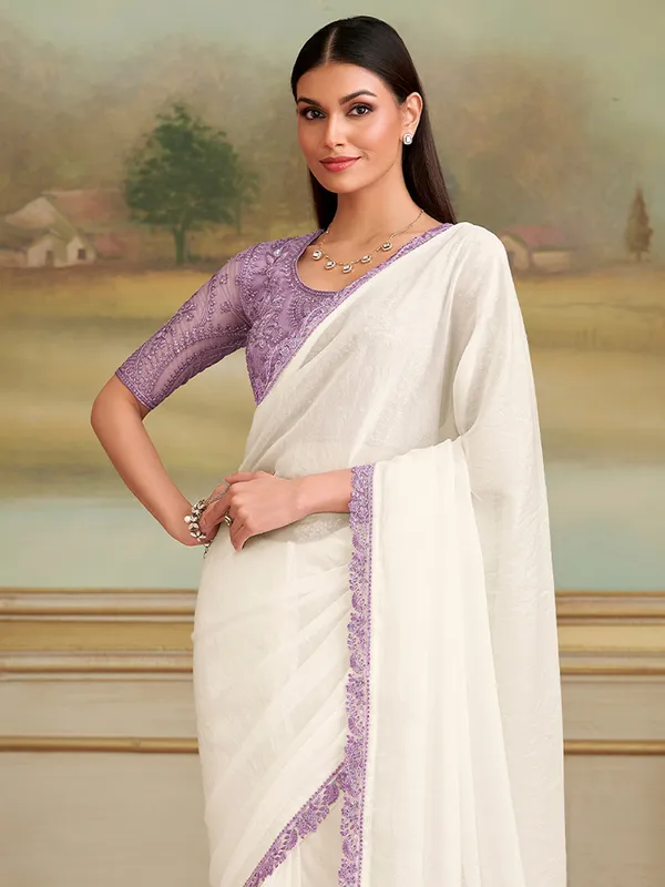 Women's_Georgette_White_Embellished_Designer_Saree_With_Blouse_Piece