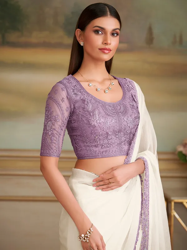 Women's_Georgette_White_Embellished_Designer_Saree_With_Blouse_Piece