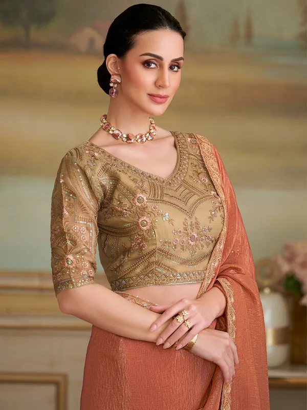 Women's_Georgette_Rust_Embellished_Designer_Saree_With_Blouse_Piece