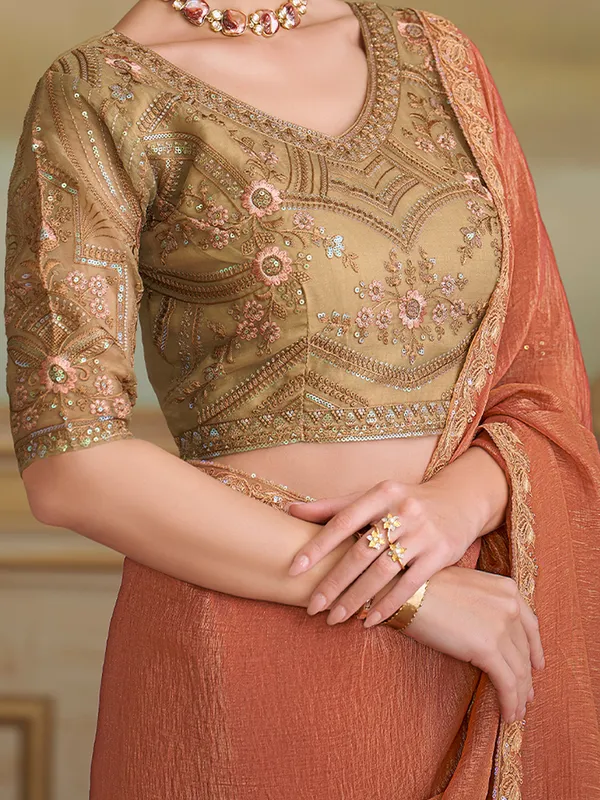 Women's_Georgette_Rust_Embellished_Designer_Saree_With_Blouse_Piece