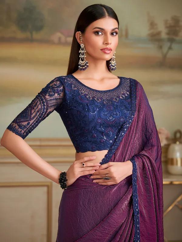 Women's_Georgette_Purple_Embellished_Designer_Saree_With_Blouse_Piece