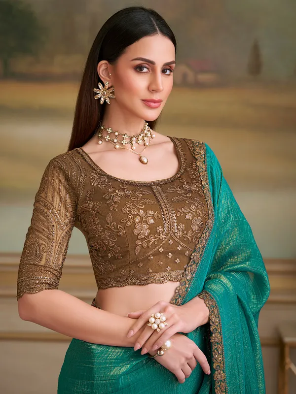 Women's_Georgette_Green_Embellished_Designer_Saree_With_Blouse_Piece