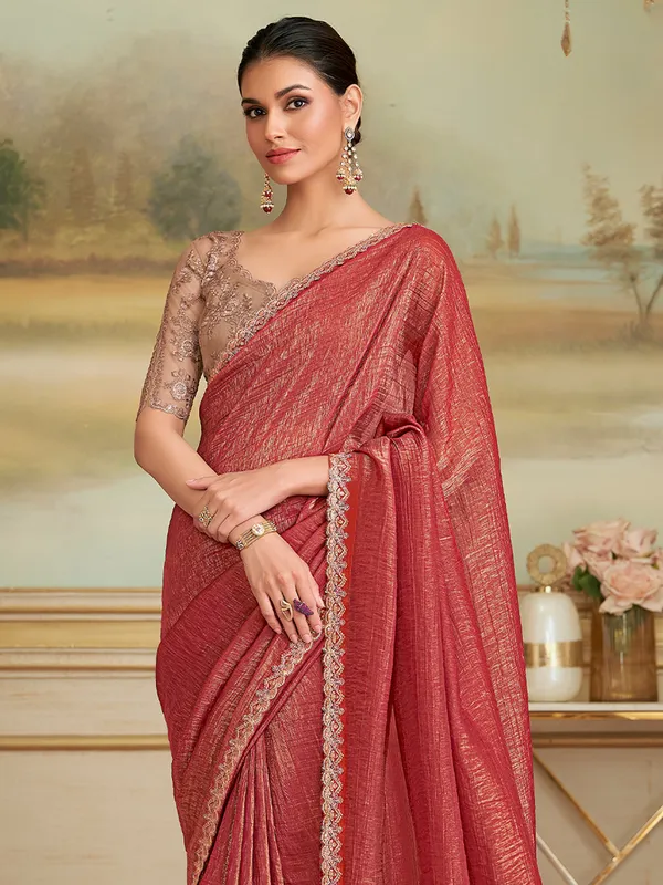 Women's_Georgette_Rust_Embellished_Designer_Saree_With_Blouse_Piece