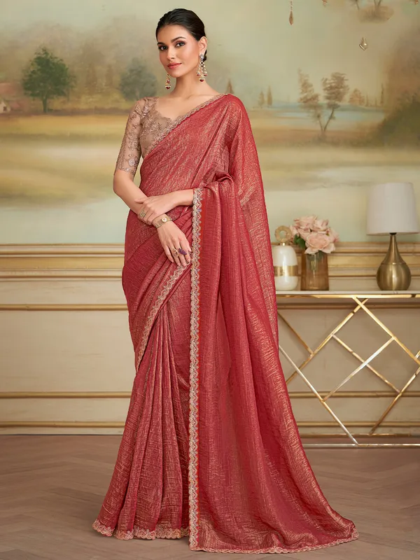 Women's_Georgette_Rust_Embellished_Designer_Saree_With_Blouse_Piece