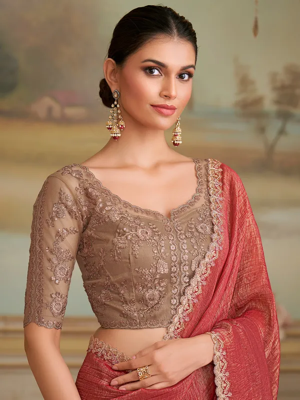 Women's_Georgette_Rust_Embellished_Designer_Saree_With_Blouse_Piece