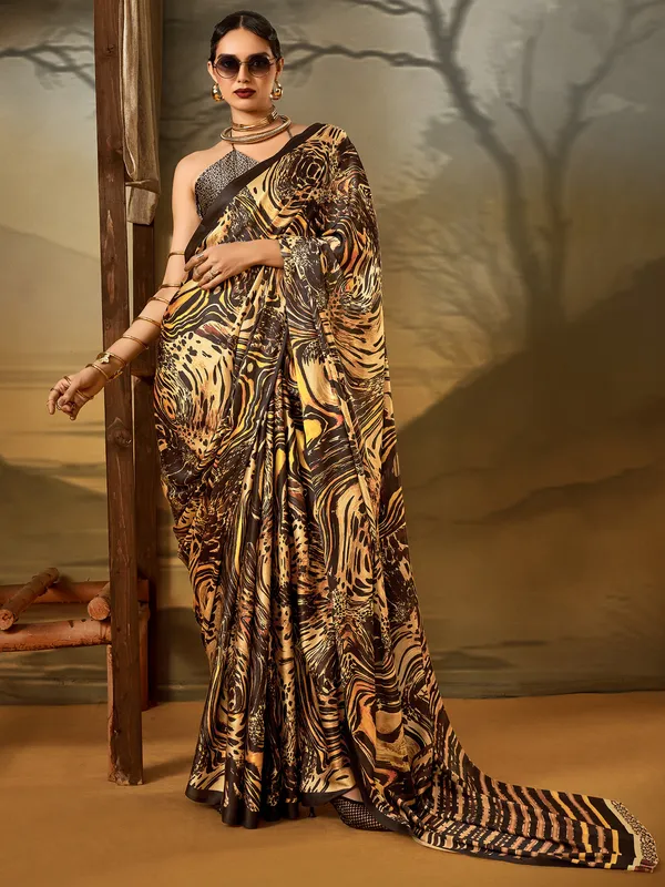 Women's_Crepe_Beige_Printed_Designer_Saree_With_Blouse_Piece