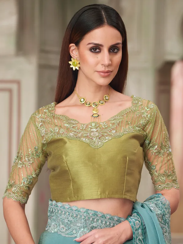 Women's_Pure_Georgette_Turquoise_Embellished_Designer_Saree_With_Blouse_Piece