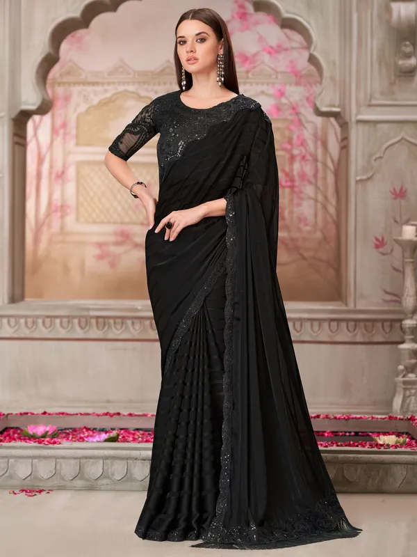 Women's_Pure_Georgette_Black_Embellished_Designer_Saree_With_Blouse_Piece