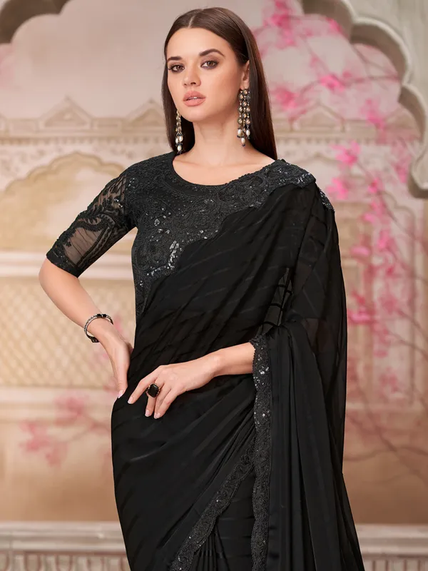 Women's_Pure_Georgette_Black_Embellished_Designer_Saree_With_Blouse_Piece