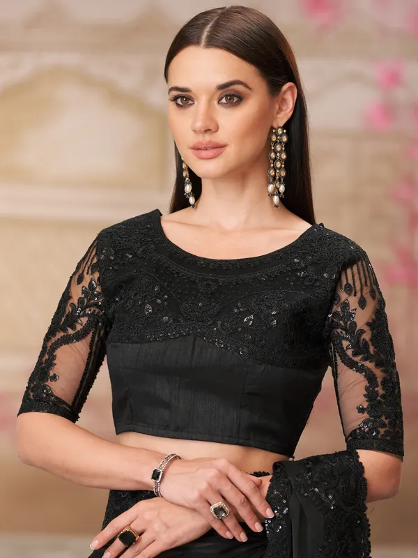 Women's_Pure_Georgette_Black_Embellished_Designer_Saree_With_Blouse_Piece