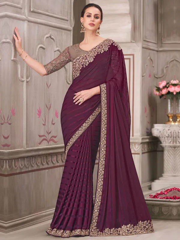 Women's_Pure_Georgette_Magenta_Embellished_Designer_Saree_With_Blouse_Piece
