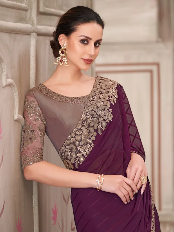 Women's_Pure_Georgette_Magenta_Embellished_Designer_Saree_With_Blouse_Piece