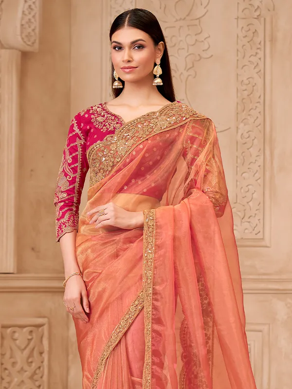 Women's_Georgette_Rust_Embellished_Designer_Saree_With_Blouse_Piece