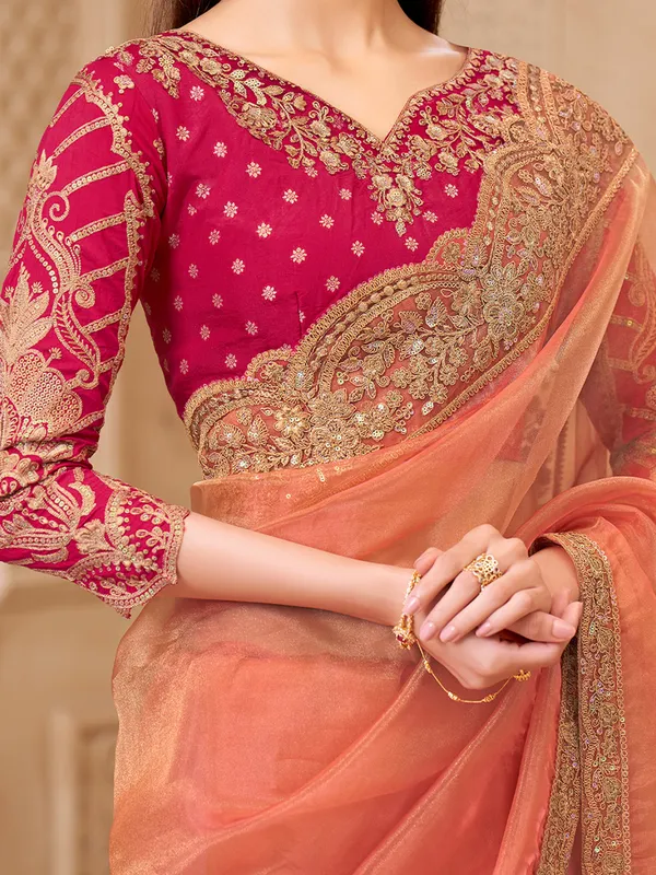 Women's_Georgette_Rust_Embellished_Designer_Saree_With_Blouse_Piece