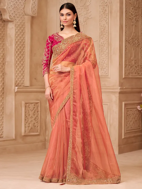 Women's_Georgette_Rust_Embellished_Designer_Saree_With_Blouse_Piece